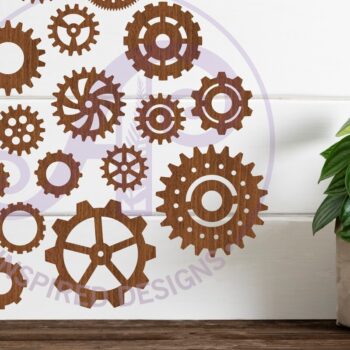 Intra απο ξύλο plywood 3mm-4mm πάχος - Gears Silhouette Laser Cut Shapes X 20 Δίασταση 30x20 cm INTRAFABR-96460489 - Image 1