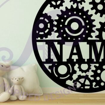 Intra απο ξύλο plywood 3mm-4mm πάχος - Πινακίδα ονόματος Gears Steampunk  Laser Cut Δίασταση 30x20 cm INTRAFABR-83026205 - Image 2