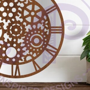 Intra απο ξύλο plywood 3mm-4mm πάχος -  με λέιζερ ρολόι τοίχου Gears,  Δίασταση 30x20 cm INTRAFABR-82275275