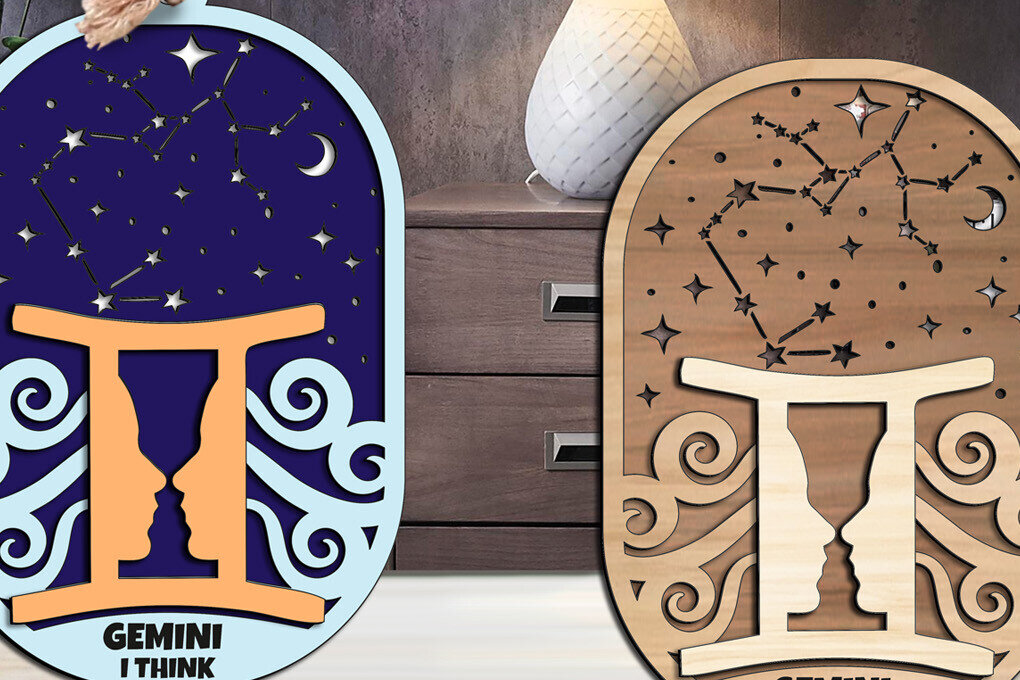 Intra απο ξύλο plywood 3mm-4mm πάχος - Διακόσμηση για το Στάδιο Δίδυμο Zodiac για το σπίτι Δίασταση 6x6 cm INTRAFABR-105821814