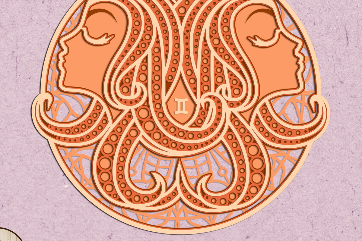 Intra απο ξύλο plywood 3mm-4mm πάχος - Πρότυπο πίνακα τοίχου Zodiac Gemini Δίασταση 12x12 cm INTRAFABR-101140481