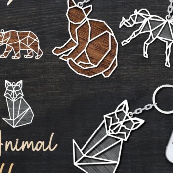 Intra απο ξύλο plywood 3mm-4mm πάχος - Πακέτο μπρελόκ με γεωμετρικό ζώο  Δίασταση 4x4 cm INTRAFABR-33933174 - Image 1