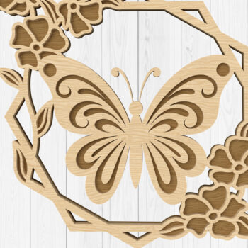 Intra απο ξύλο plywood 3mm-4mm πάχος - Γεωμετρική πεταλούδα Floral τοίχου τέχνης Δίασταση 30x20 cm INTRAFABR-112746698 - Image 1