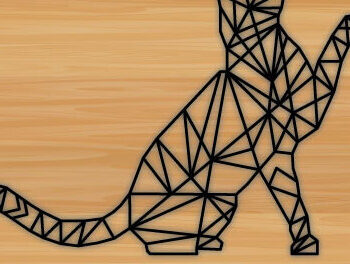 Intra απο ξύλο plywood 3mm-4mm πάχος - Γεωμετρική Γάτα Laser Μεταλλική διακόσμηση τοίχου Δίασταση 40x50 cm INTRAFABR-69975412 - Image 1