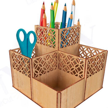 Intra απο ξύλο plywood 3mm-4mm πάχος -  κοπής με λέιζερ Geometric Desk Organizer Δίασταση 20x20 cm INTRAFABR-116658058 - Image 2