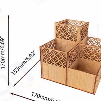 Intra απο ξύλο plywood 3mm-4mm πάχος -  κοπής με λέιζερ Geometric Desk Organizer Δίασταση 20x20 cm INTRAFABR-116658058 - Image 3