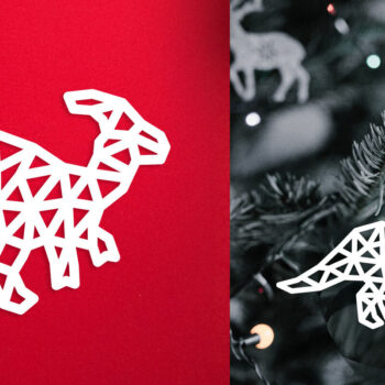 Intra απο ξύλο plywood 3mm-4mm πάχος - Geometric Dinosaur Laser Cut Ornam Δίασταση 30x20 cm INTRAFABR-119033957 - Image 1