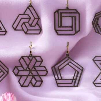 Intra απο ξύλο plywood 3mm-4mm πάχος - Αρχεία γεωμετρικών σκουλαρικιών 221 Δίασταση 3x3 cm INTRAFABR-118486579 - Image 1