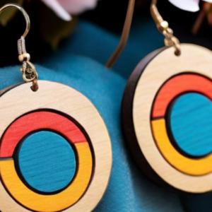 Intra απο ξύλο plywood 3mm-4mm πάχος - Σετ γεωμετρικό σκουλαρίκι 193 Δίασταση 3x3 cm INTRAFABR-118357144