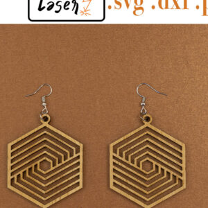 Intra απο ξύλο plywood 3mm-4mm πάχος -  γεωμετρικών σκουλαρίκια για κόφτη λέιζερ Δίασταση 3x3 cm INTRAFABR-53397268