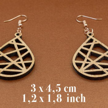 Intra απο ξύλο plywood 3mm-4mm πάχος - γεωμετρικών σκουλαρίκια για κόφτη λέιζερ Δίασταση 3x3 cm INTRAFABR-52583405 - Image 3