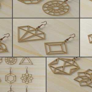 Intra απο ξύλο plywood 3mm-4mm πάχος - Γεωμετρικά σκουλαρίκια για μηχανές κοπής 468 Δίασταση 3x3 cm INTRAFABR-56475669