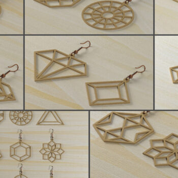 Intra απο ξύλο plywood 3mm-4mm πάχος - Γεωμετρικά σκουλαρίκια για μηχανές κοπής 468 Δίασταση 3x3 cm INTRAFABR-56475669 - Image 1