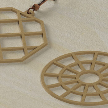 Intra απο ξύλο plywood 3mm-4mm πάχος - Γεωμετρικά σκουλαρίκια για μηχανές κοπής 468 Δίασταση 3x3 cm INTRAFABR-56475669 - Image 2