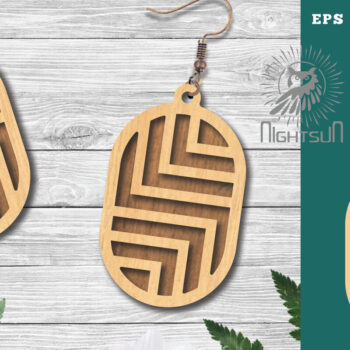 Intra απο ξύλο plywood 3mm-4mm πάχος - Γεωμετρικά σκουλαρίκια Laser Cut 10 Δίασταση 3x3 cm INTRAFABR-124448191 - Image 1