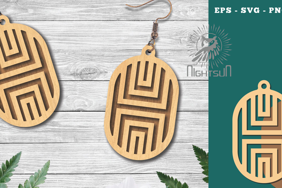 Intra απο ξύλο plywood 3mm-4mm πάχος - Γεωμετρικά σκουλαρίκια Laser Cut 15 Δίασταση 3x3 cm INTRAFABR-124448430