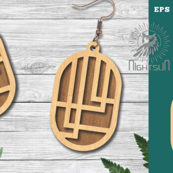 Intra απο ξύλο plywood 3mm-4mm πάχος - Γεωμετρικά σκουλαρίκια  16 Δίασταση 3x3 cm INTRAFABR-124448446 - Image 1