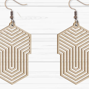 Intra απο ξύλο plywood 3mm-4mm πάχος -  με λέιζερ γεωμετρικά σκουλαρίκια Δίασταση 3x3 cm INTRAFABR-93883050 - Image 1