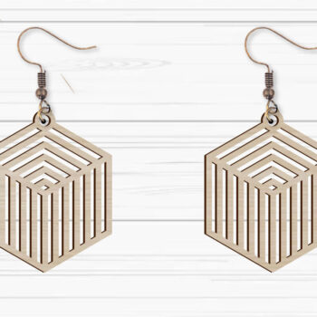 Intra απο ξύλο plywood 3mm-4mm πάχος -  με λέιζερ γεωμετρικά σκουλαρίκια Δίασταση 3x3 cm INTRAFABR-93883092 - Image 1