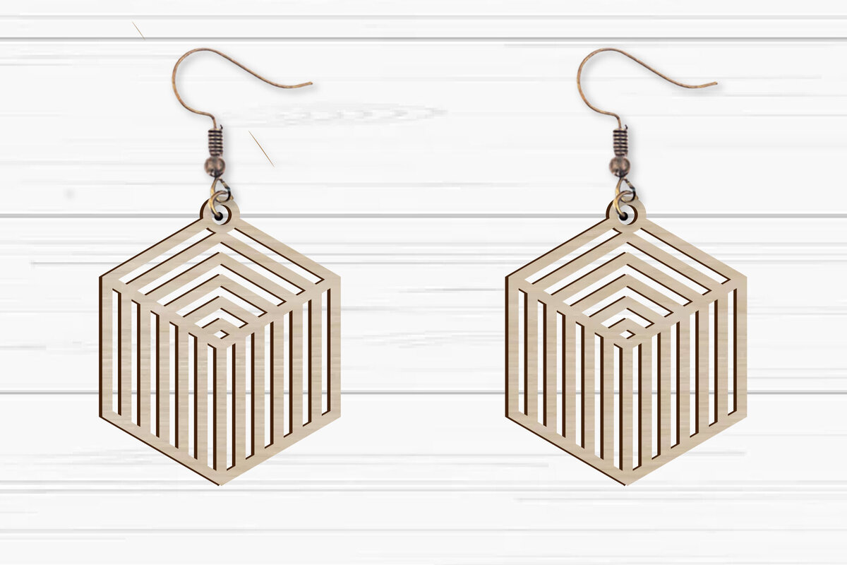 Intra απο ξύλο plywood 3mm-4mm πάχος -  με λέιζερ γεωμετρικά σκουλαρίκια Δίασταση 3x3 cm INTRAFABR-93883092