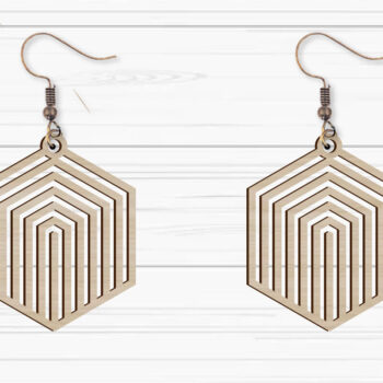 Intra απο ξύλο plywood 3mm-4mm πάχος -  με λέιζερ γεωμετρικά σκουλαρίκια Δίασταση 3x3 cm INTRAFABR-93883171 - Image 1