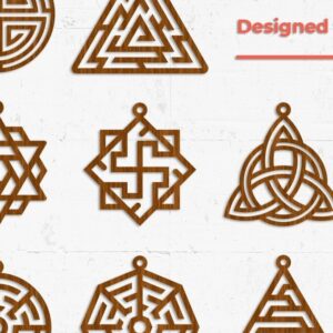 Intra απο ξύλο plywood 3mm-4mm πάχος - Γεωμετρικά Σκουλαρίκια - Αρχεία  Cut Laser Δίασταση 3x3 cm INTRAFABR-32643489