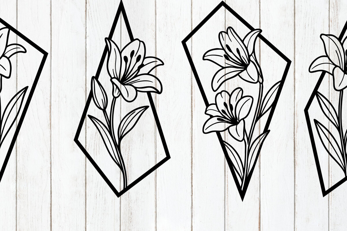 Intra απο ξύλο plywood 3mm-4mm πάχος - Σετ γεωμετρικό Lily Flower  Δίασταση 6x6 cm INTRAFABR-124578550