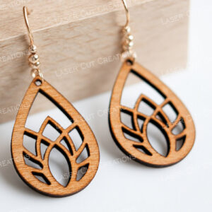 Intra απο ξύλο plywood 3mm-4mm πάχος - Γεωμετρικά Σκουλαρίκια Lotus Leaf  Δίασταση 3x3 cm INTRAFABR-124910633