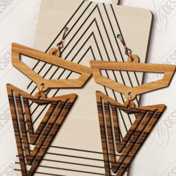 Intra απο ξύλο plywood 3mm-4mm πάχος - Γεωμετρικά κρεμαστά σκουλαρίκια με λέιζερ Δίασταση 3x3 cm INTRAFABR-123771109 - Image 1