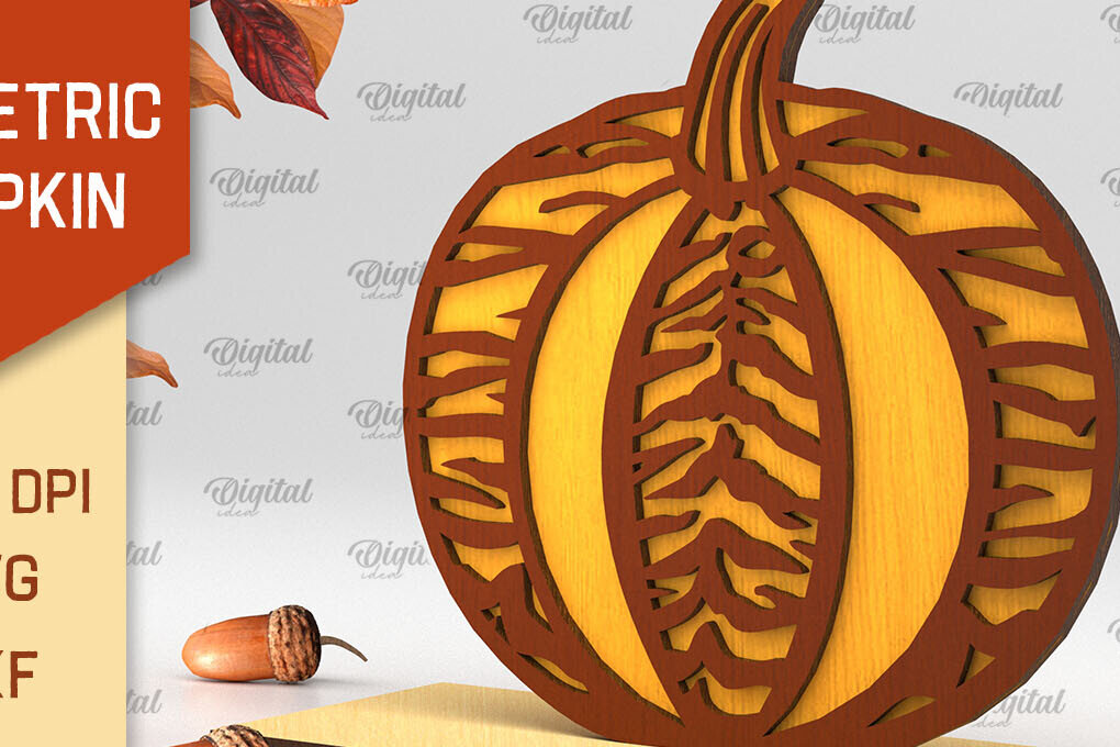 Intra απο ξύλο plywood 3mm-4mm πάχος - Γεωμετρική κολοκύθας. Φθινοπωρινή κολοκύθα Δίασταση 15x15 cm INTRAFABR-103448735