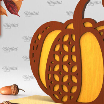 Intra απο ξύλο plywood 3mm-4mm πάχος - Γεωμετρική κολοκύθας. Φθινοπωρινή κολοκύθα Δίασταση 15x15 cm INTRAFABR-103448795 - Image 1