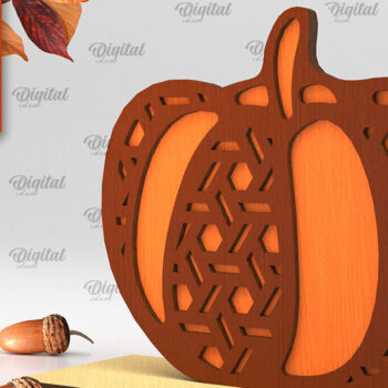 Intra απο ξύλο plywood 3mm-4mm πάχος - Γεωμετρική κολοκύθας. Φθινοπωρινή κολοκύθα Δίασταση 15x15 cm INTRAFABR-103448824 - Image 1