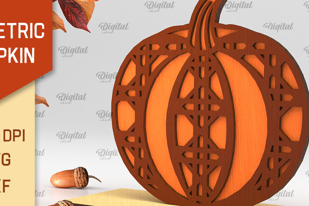 Intra απο ξύλο plywood 3mm-4mm πάχος - Γεωμετρική κολοκύθας. Φθινοπωρινή κολοκύθα Δίασταση 15x15 cm INTRAFABR-103448858