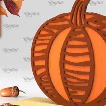 Intra απο ξύλο plywood 3mm-4mm πάχος - Γεωμετρική κολοκύθας. Φθινοπωρινή κολοκύθα Δίασταση 15x15 cm INTRAFABR-103448547 - Image 1