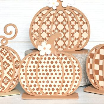 Intra απο ξύλο plywood 3mm-4mm πάχος - Γεωμετρικό Σετ κολοκύθας  Δίασταση 30x20 cm INTRAFABR-125417226 - Image 1