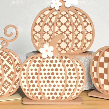 Intra απο ξύλο plywood 3mm-4mm πάχος - Γεωμετρικό Σετ κολοκύθας  Δίασταση 30x20 cm INTRAFABR-125417226 - Image 2