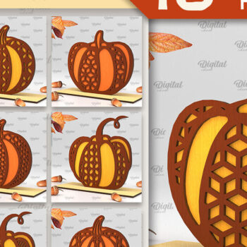 Intra απο ξύλο plywood 3mm-4mm πάχος - Δέσμη κοπής με λέιζερ γεωμετρικών κολοκύθες Δίασταση 15x15 cm INTRAFABR-103469010 - Image 1