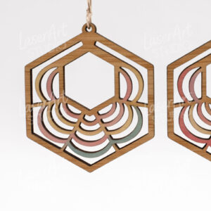 Intra απο ξύλο plywood 3mm-4mm πάχος - Γεωμετρικά σκουλαρίκια με κρίκο ουράνιο τόξο Δίασταση 3x3 cm INTRAFABR-122936005