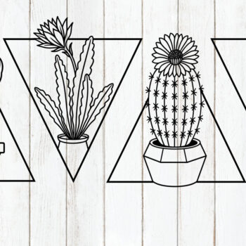 Intra απο ξύλο plywood 3mm-4mm πάχος - Σετ Geometric Succulent  Δίασταση 6x6 cm INTRAFABR-124578305 - Image 1