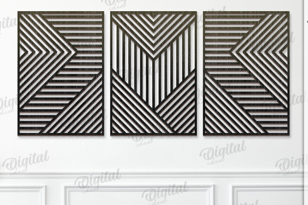 Intra απο ξύλο plywood 3mm-4mm πάχος - Γεωμετρικό Σετ Τέχνης Τοίχου  Δίασταση 40x50 cm INTRAFABR-119674355