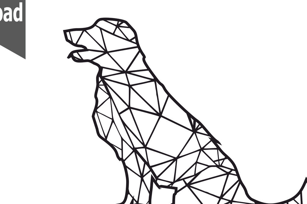 Intra απο ξύλο plywood 3mm-4mm πάχος - Γεωμετρική ξύλινη τέχνη τοίχου σκύλου Δίασταση 30x20 cm INTRAFABR-67083167