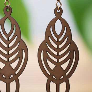 Intra απο ξύλο plywood 3mm-4mm πάχος - Γεωμετρικό πρότυπο ξύλινο σκουλαρίκι  Δίασταση 3x3 cm INTRAFABR-90574547 - Image 1