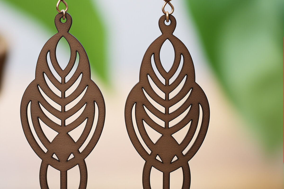 Intra απο ξύλο plywood 3mm-4mm πάχος - Γεωμετρικό πρότυπο ξύλινο σκουλαρίκι  Δίασταση 3x3 cm INTRAFABR-90574547