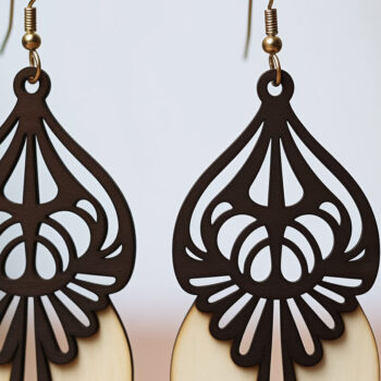 Intra απο ξύλο plywood 3mm-4mm πάχος - Γεωμετρικό πρότυπο ξύλινο σκουλαρίκι  Δίασταση 3x3 cm INTRAFABR-90567969 - Image 1