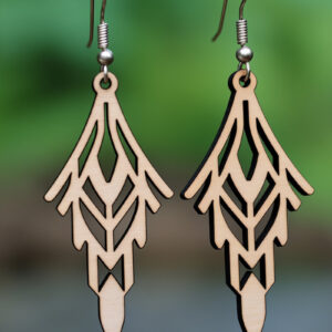 Intra απο ξύλο plywood 3mm-4mm πάχος - Γεωμετρικό πρότυπο ξύλινο σκουλαρίκι  Δίασταση 3x3 cm INTRAFABR-90445904