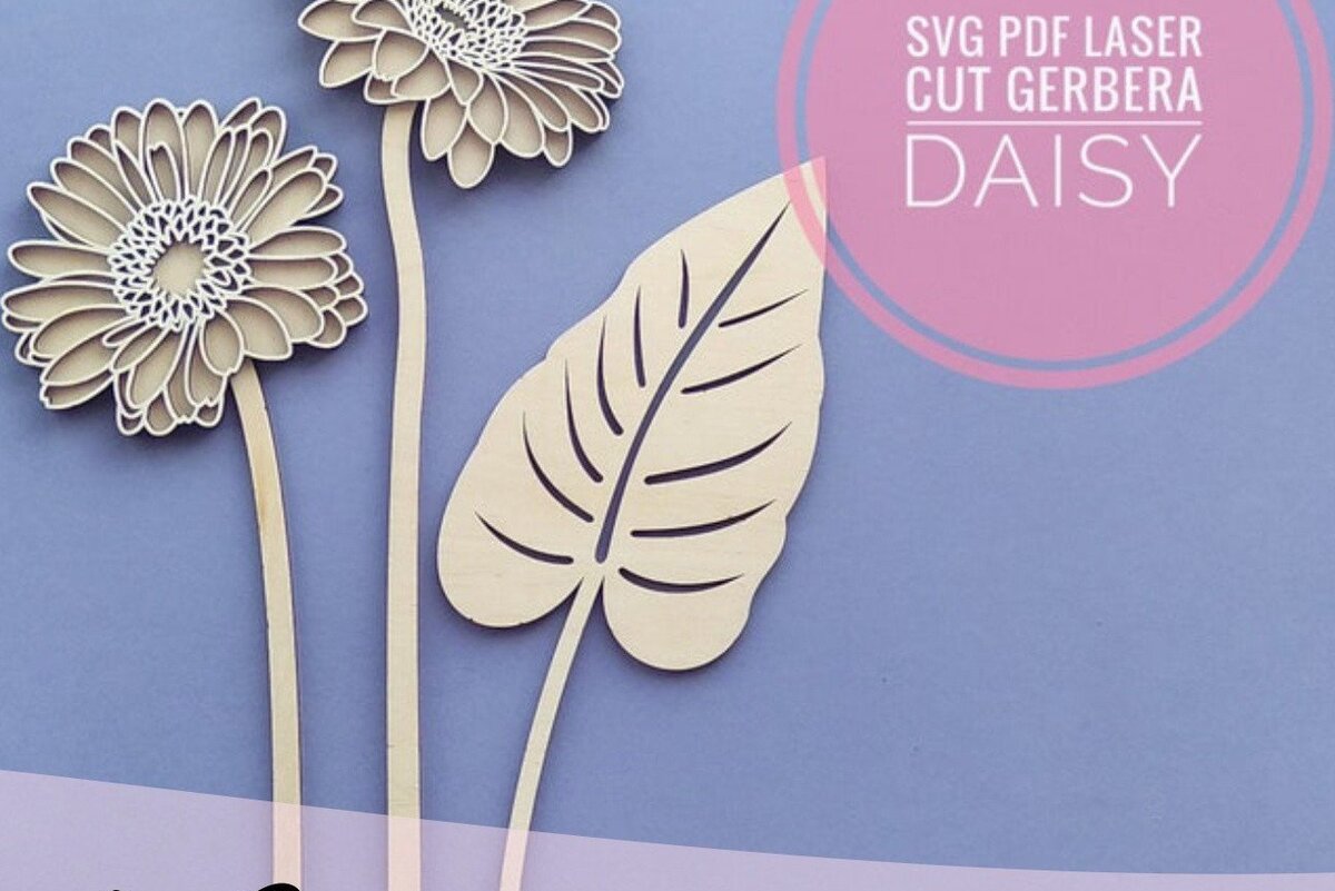 Intra απο ξύλο plywood 3mm-4mm πάχος - Ζέρμπερα Νταίζη Δίασταση 20x20 cm INTRAFABR-33156606