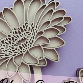 Intra απο ξύλο plywood 3mm-4mm πάχος - Ζέρμπερα Νταίζη Δίασταση 20x20 cm INTRAFABR-33156606 - Image 2