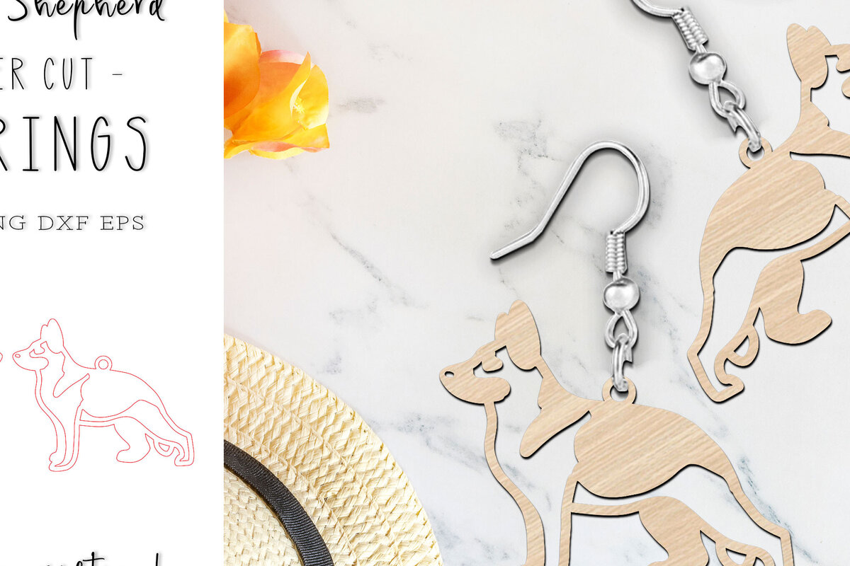 Intra απο ξύλο plywood 3mm-4mm πάχος - Σκουλαρίκια German Shepherd Dog Cut Laser Δίασταση 900x900 cm INTRAFABR-119317322