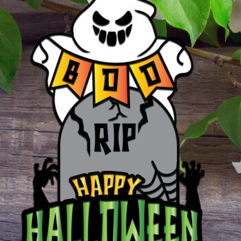 Intra απο ξύλο plywood 3mm-4mm πάχος - Banner Ghost Boo Δίασταση 30x20 cm INTRAFABR-77123945 - Image 1