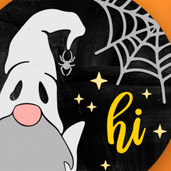 Intra απο ξύλο plywood 3mm-4mm πάχος - Ghost Gnome , Halloween Door Sign DXF Δίασταση 4x4 cm INTRAFABR-123507463 - Image 2